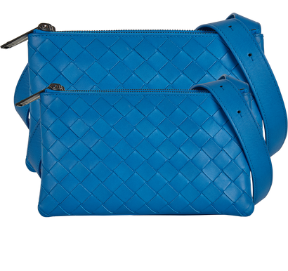 Crossbody, £495, Handbags, Blue, Leather, Front view